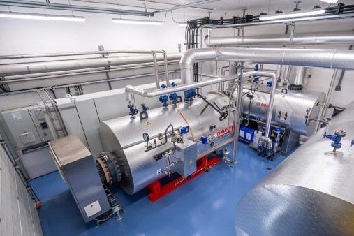 Bosch electric steam boiler with system equipment.