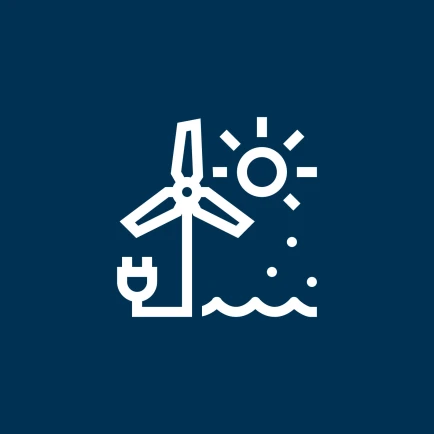 Icon: Wind turbine and plug for electrification