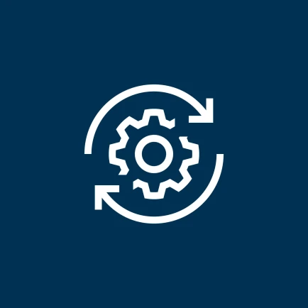 Icon: Gear with an arrow for plant modernisation