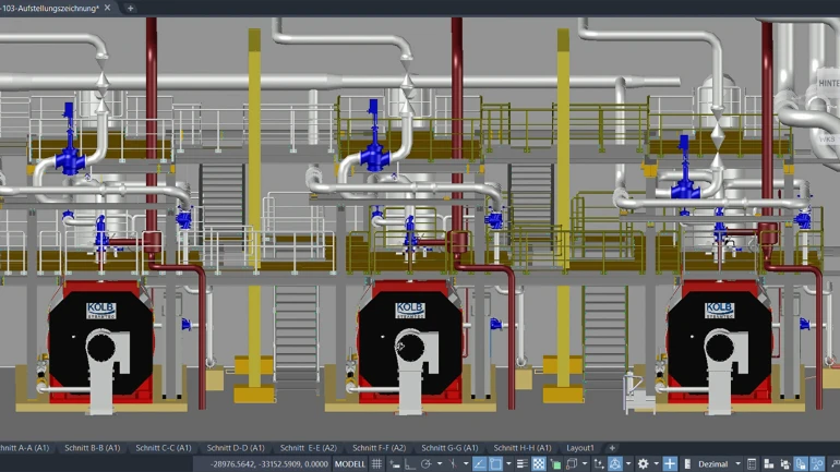 La nueva sala de calderas de la RWTH en una visualización en 3D.